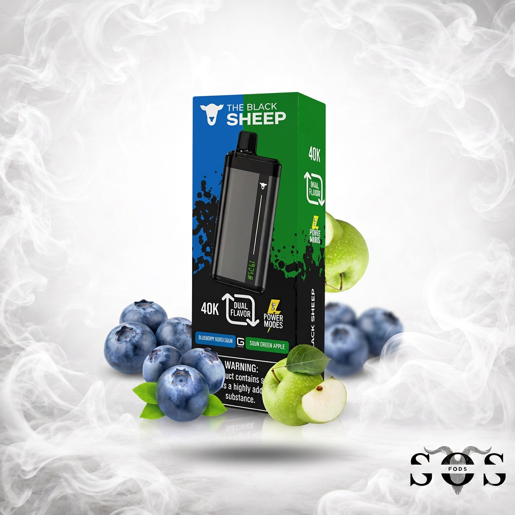 BLACK SHEEP 40K DUAL TANK BLUEBERRY BUBBLEGUM - SOUR GREEN APPLE