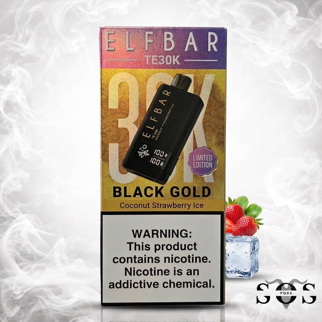 ELF BAR TE 30K NEW (BLACK GOLD) COCONUT STRAWBERRY ICE